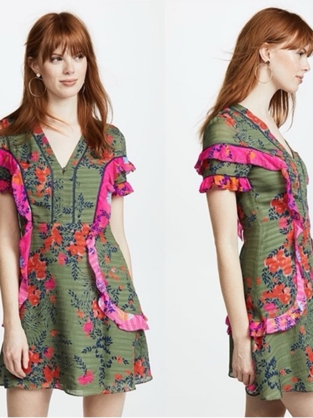 Tanya Taylor Silk Falling Floral Rhett Midi Dress